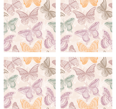 Texture coaster with intricate butterfly designs - TenStickers