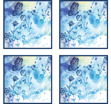 Floral watercolor motif texture coaster - TenStickers