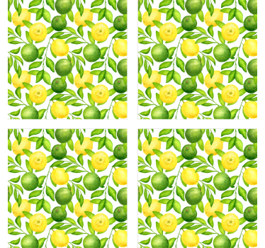 Texture coaster lively citrus floral design - TenStickers