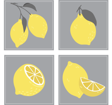 Texture coaster lemon illustration set - TenStickers