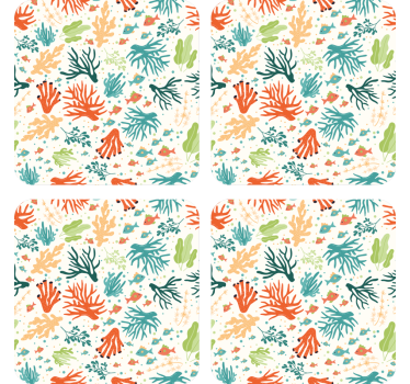 Texture coaster with vibrant coral designs - TenStickers