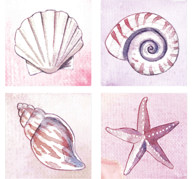 Texture coaster natural shell watercolors - TenStickers