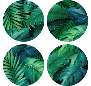 Different green leaves coaster modern drink coaster - TenStickers