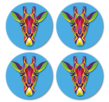 Multicoloured giraffe painting modern drink coaster - TenStickers