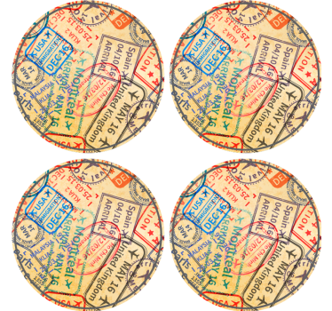 Travel Stamps modern drink coaster - TenStickers