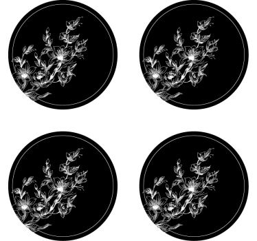 Texture coaster floral line drawing - TenStickers