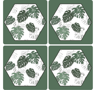 Texture coaster hexagonal leaf design - TenStickers