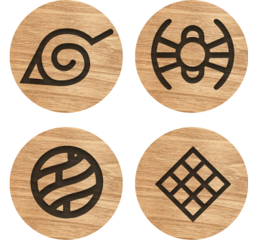 Naruto wooden pattern geeky coasters - TenStickers