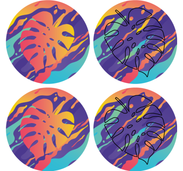 Texture coaster with colorful leaf patterns - TenStickers