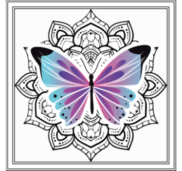 Texture coaster colorful butterfly mandala - TenStickers