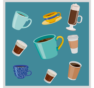 Modern coasters for different coffee mugs - TenStickers
