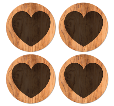 Heart with wooden texture effect coaster - TenStickers