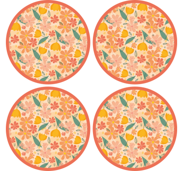 Texture coaster floral patterned round surface - TenStickers