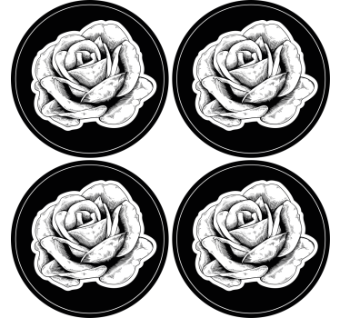 Texture coaster intricate black rose - TenStickers