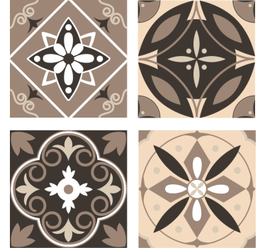Texture coaster geometric floral pattern set - TenStickers