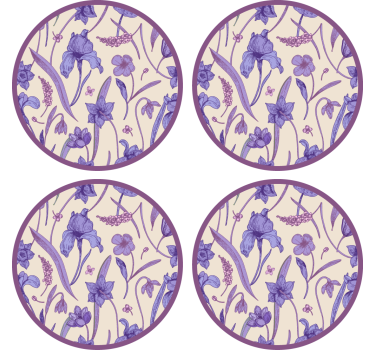 Texture coaster floral purple design - TenStickers