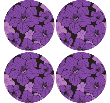 Texture coaster vibrant purple floral design - TenStickers