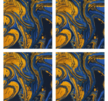 Blue and yellow acrylic water texture effect coaster - TenStickers