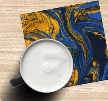 Blue and yellow acrylic water texture effect coaster - TenStickers