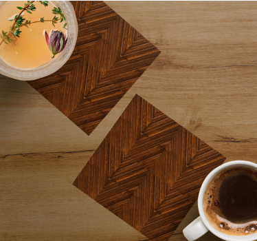 Chevron pattern wood texture coaster - TenStickers