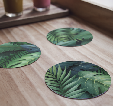 Different green leaves coaster modern drink coaster - TenStickers