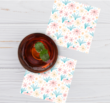 Floral patterned motif texture coaster - TenStickers
