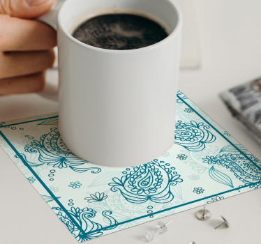 Floral print motif texture coaster - TenStickers