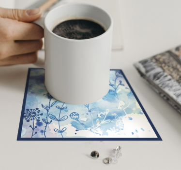 Floral watercolor motif texture coaster - TenStickers