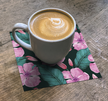 Flowers with leaves nature theme coaster - TenStickers