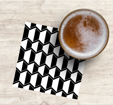 Geometric black and white motif texture coaster - TenStickers