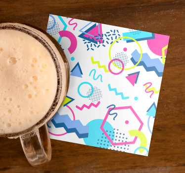 Geometric Memphis style modern drink coaster - TenStickers