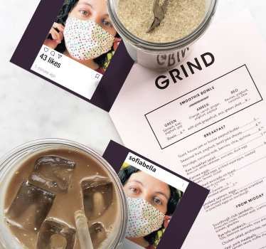 Instagram with photo and text personalised coasters - TenStickers