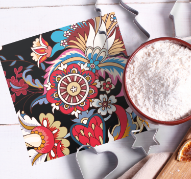 Lively floral composition texture coaster - TenStickers