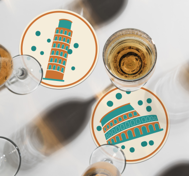 Modern coasters featuring iconic italian landmarks - TenStickers