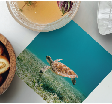 Modern coasters swimming sea turtle design - TenStickers