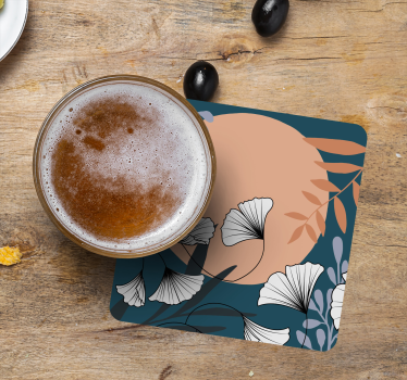 Modern coasters with floral ginkgo design - TenStickers