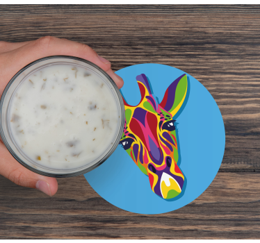 Multicoloured giraffe painting modern drink coaster - TenStickers