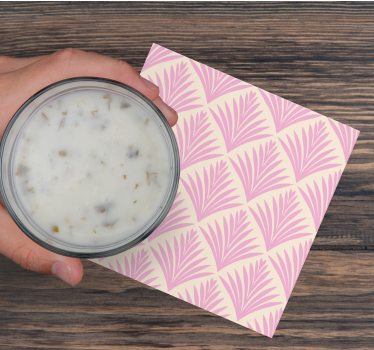 Pale pink leaf pattern texture coaster - TenStickers