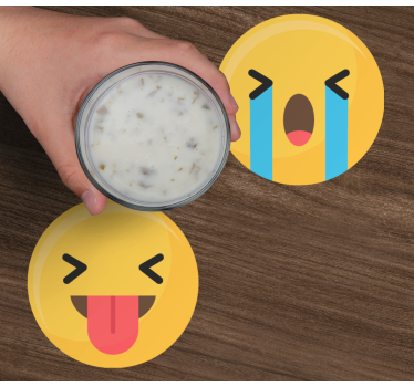Social media emojis geeky coasters - TenStickers