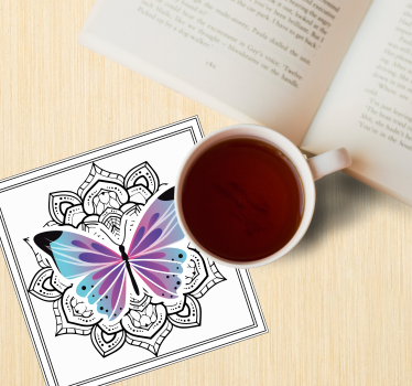 Texture coaster colorful butterfly mandala - TenStickers