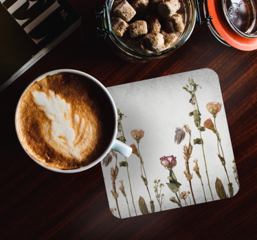 Texture coaster dried floral design - TenStickers