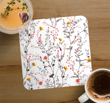 Texture coaster floral branch design - TenStickers