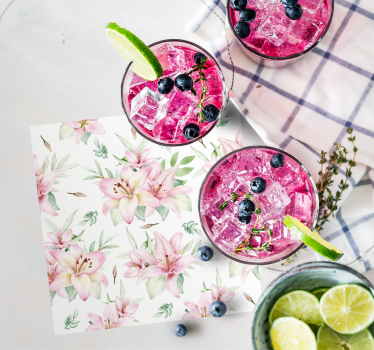 Texture coaster floral design with lilies - TenStickers