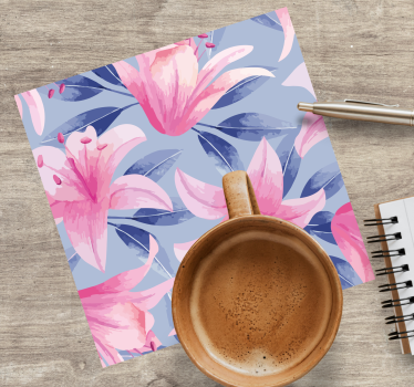 Texture coaster floral design with pink lilies - TenStickers