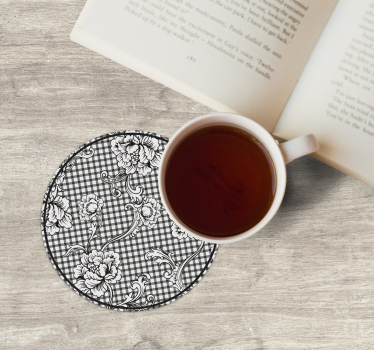 Texture coaster floral gingham design - TenStickers