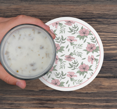 Texture coaster floral pattern round - TenStickers