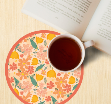 Texture coaster floral patterned round surface - TenStickers