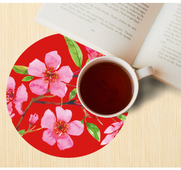 Texture coaster floral pink blossom - TenStickers