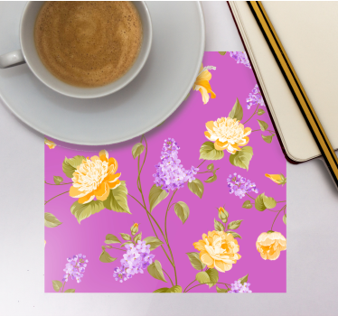 Texture coaster floral print with yellow roses - TenStickers