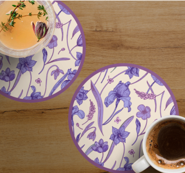Texture coaster floral purple design - TenStickers